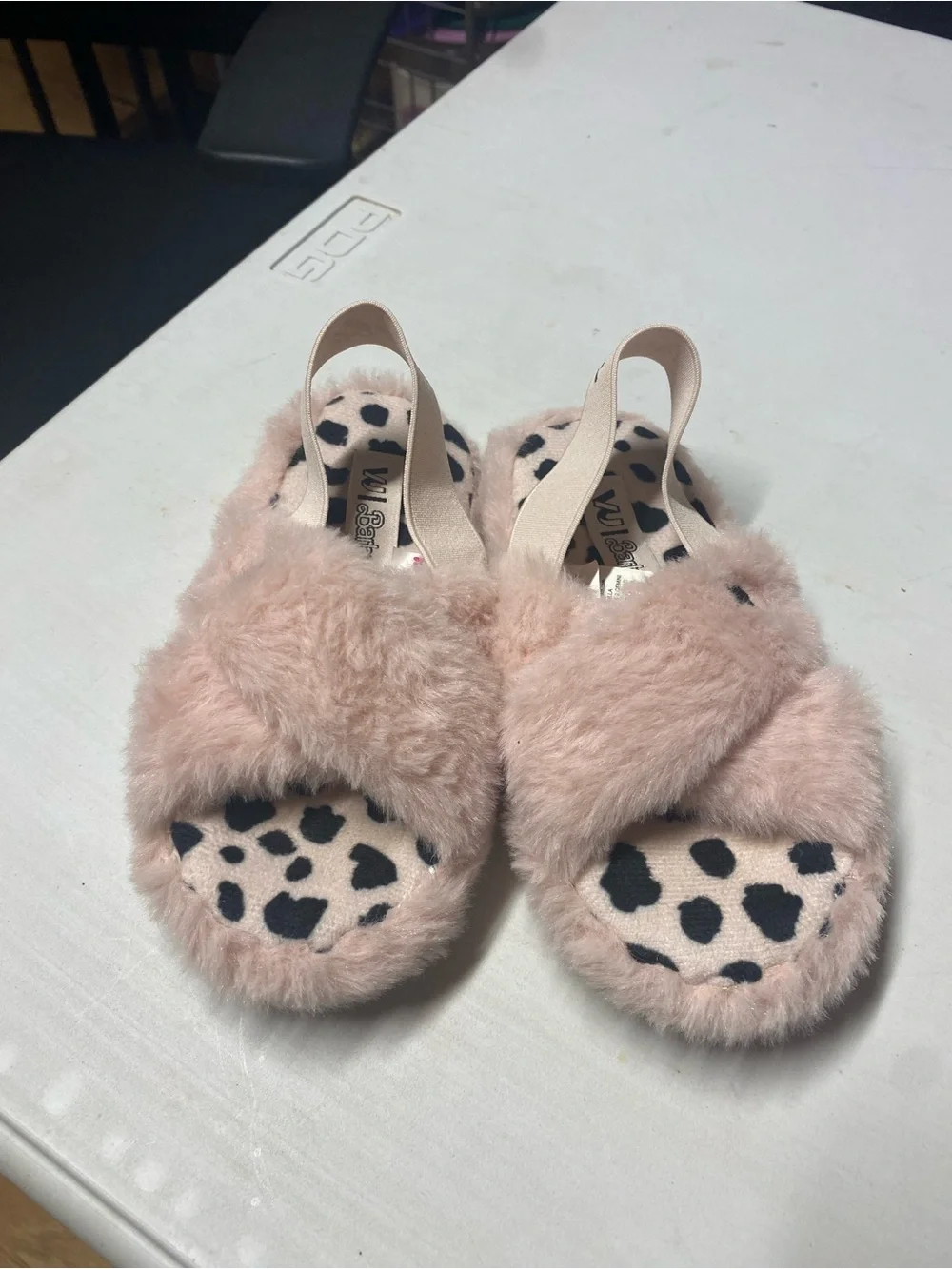 Mattel Barbie Soft Pink Faux Fur Slide Sandals with Leopard Insole